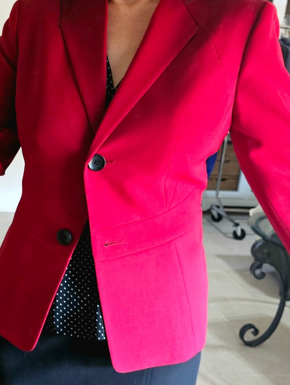 Le Suit Vibrant Red Tailored Blazer 10